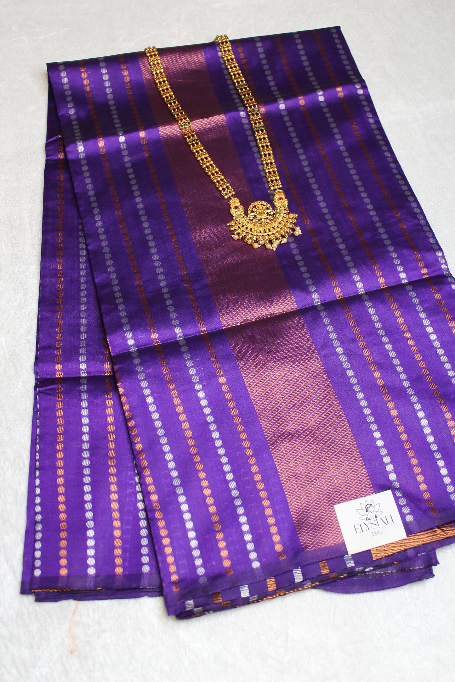 Dotted Stripe Litchi Silk Saree