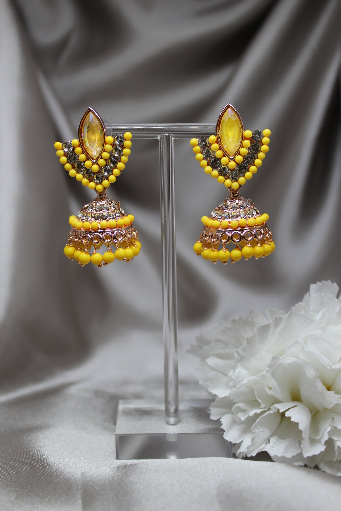 Bright yellow Jhumkas