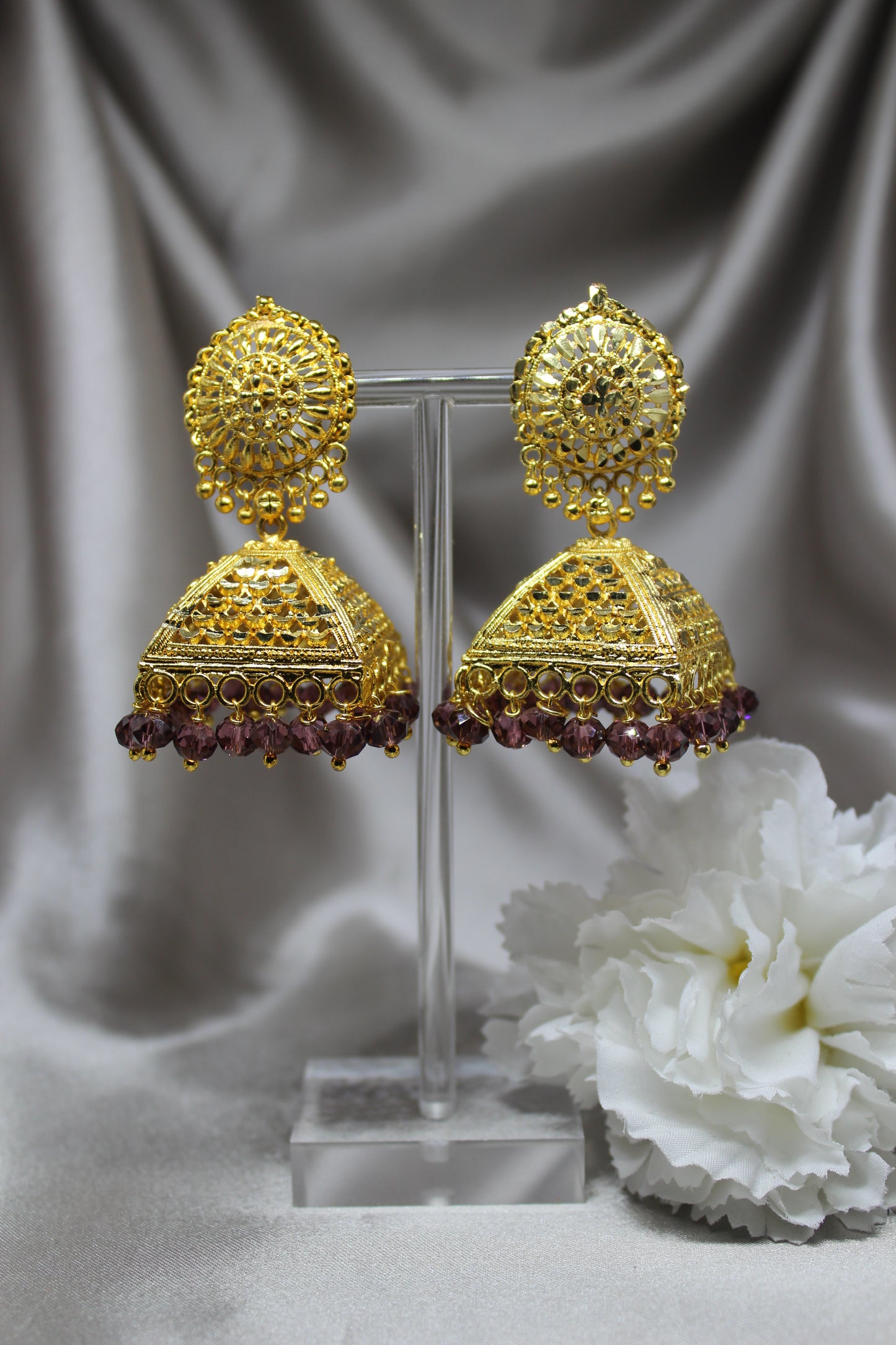 Golden plum Jhumkas