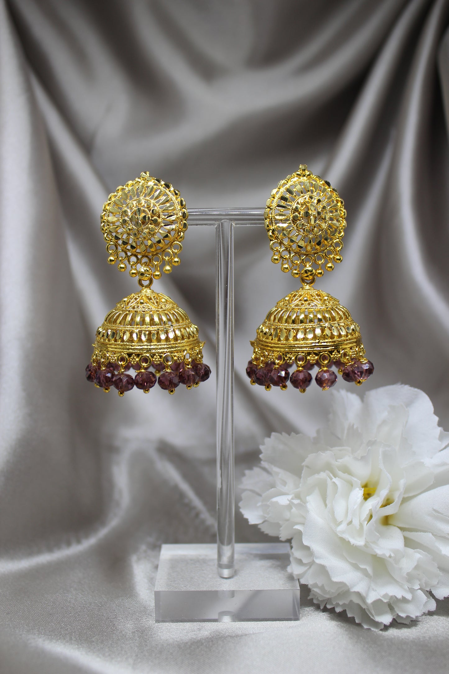 Purple pearl Jhumkas