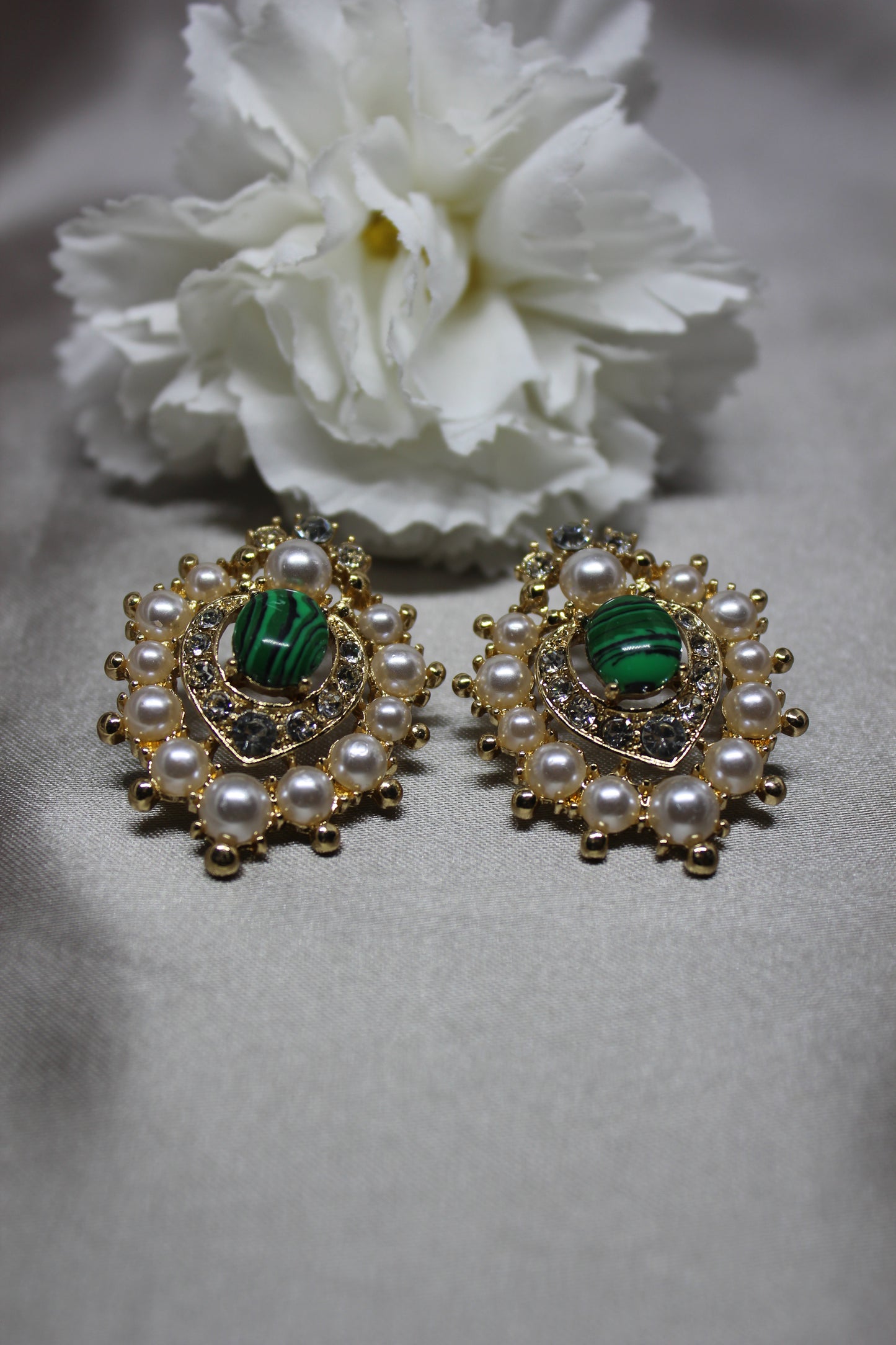 Green marble Stud Earring