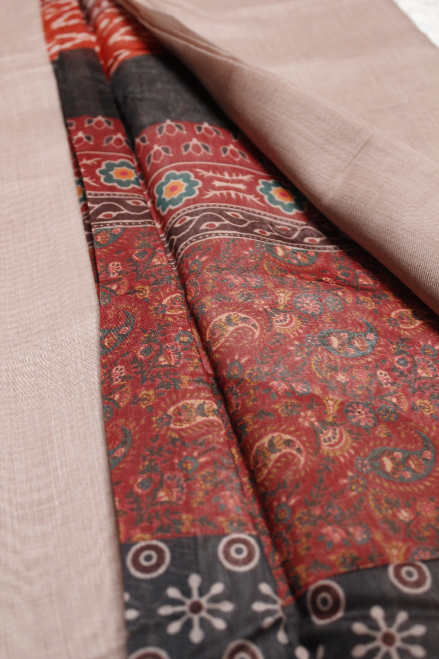 Light Brown Mul Mul Cotton Saree