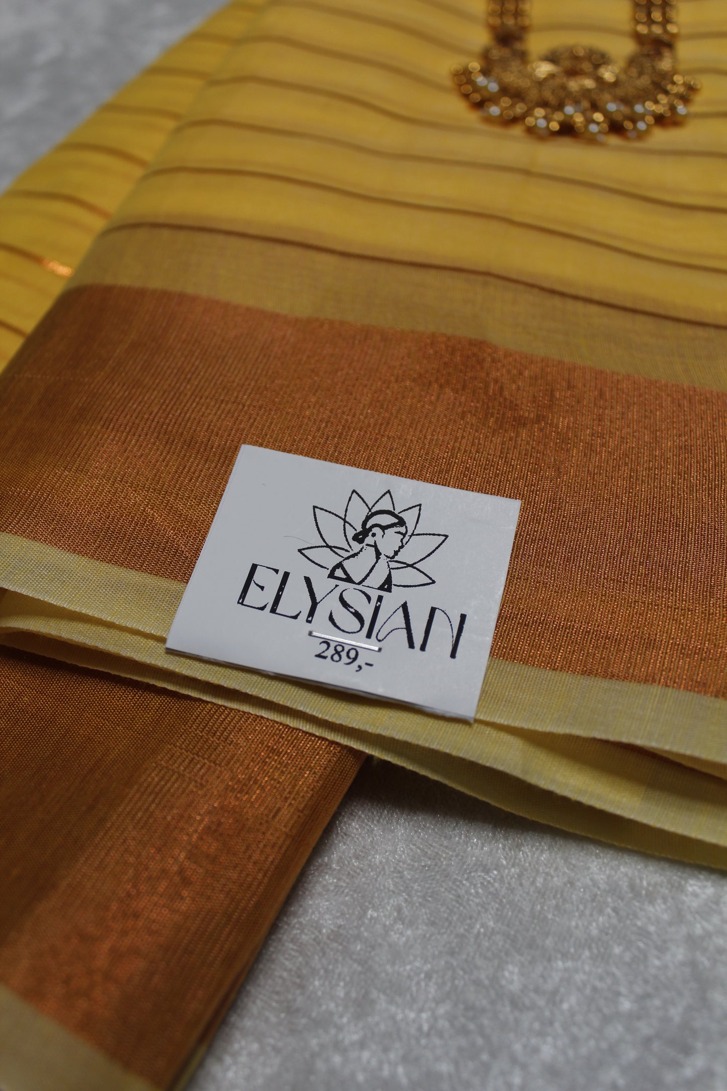 Yellow Linen Saree with Gold Thread