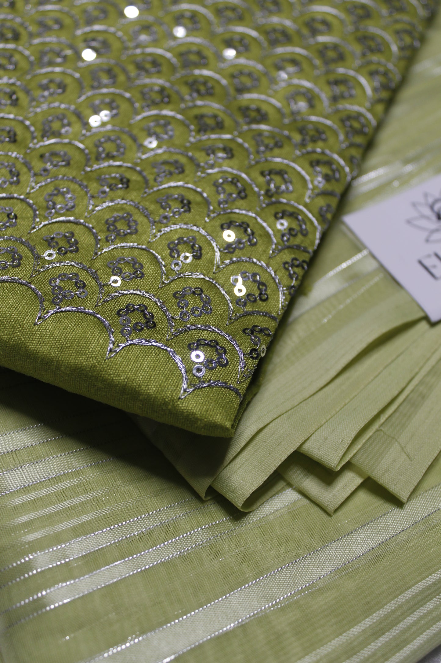 Satin Patta Saree with Sequence Blouse