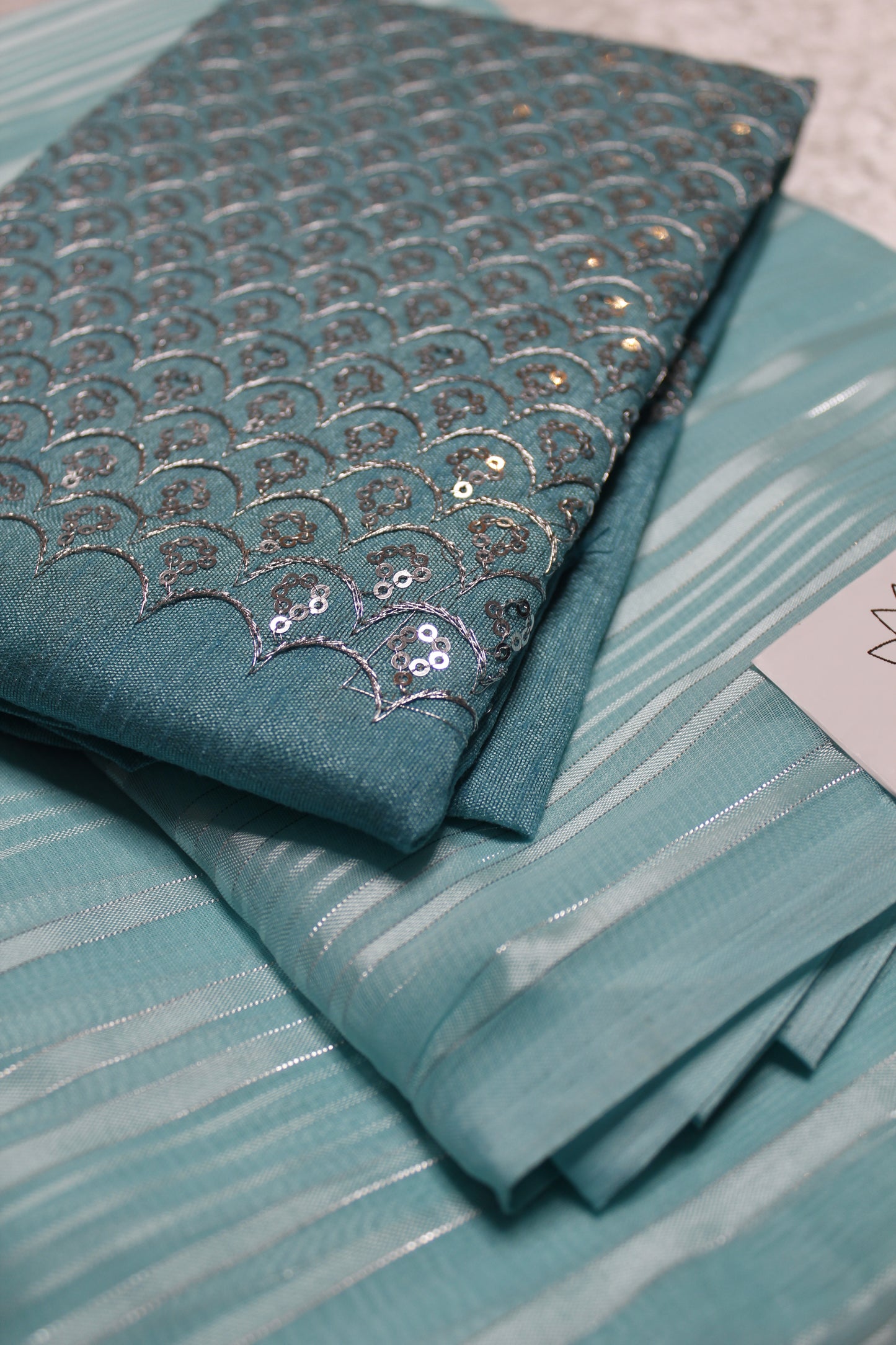 Satin Patta Saree with Sequence Blouse
