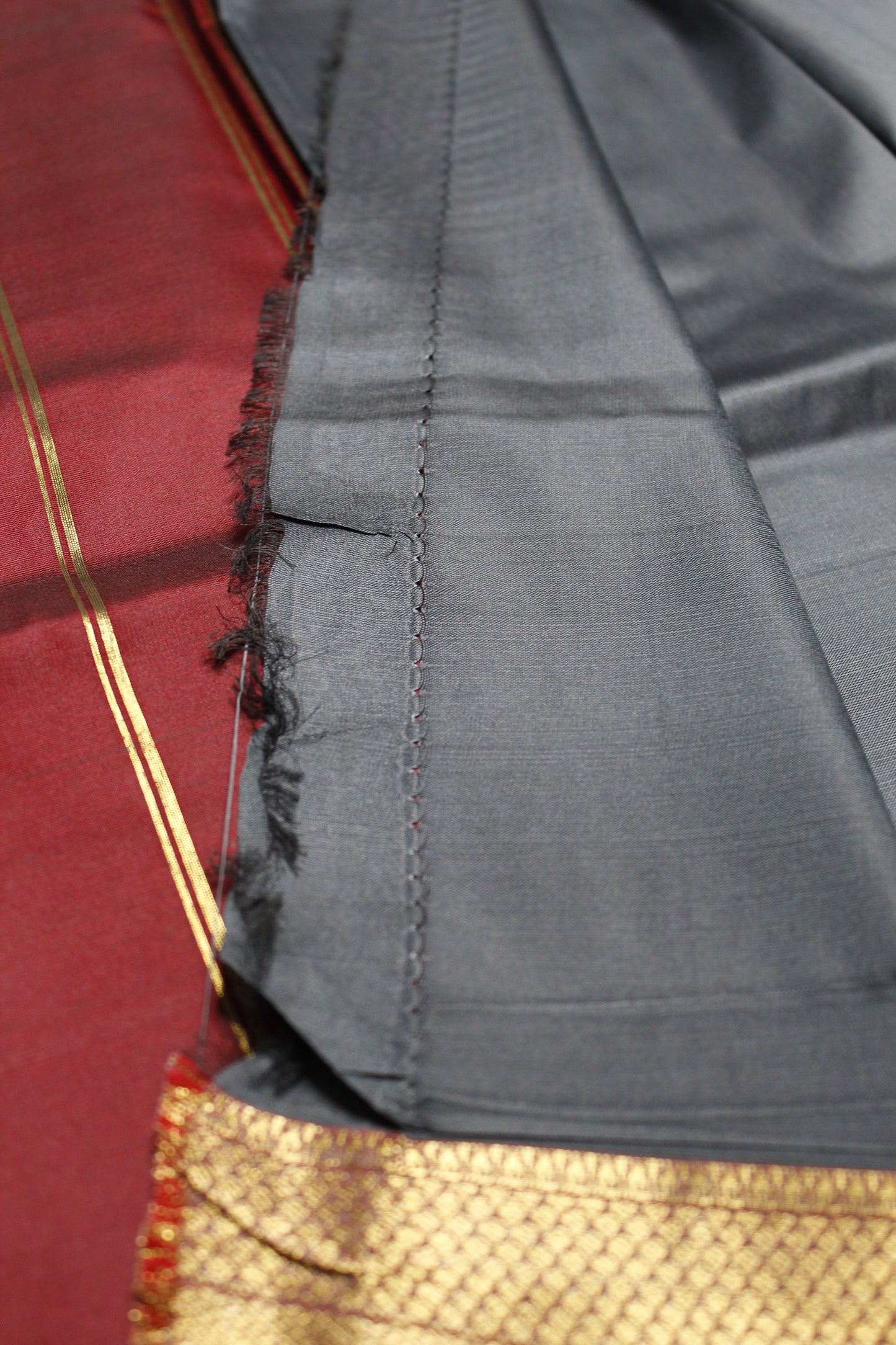 Dark Grey Crepe Silk Saree