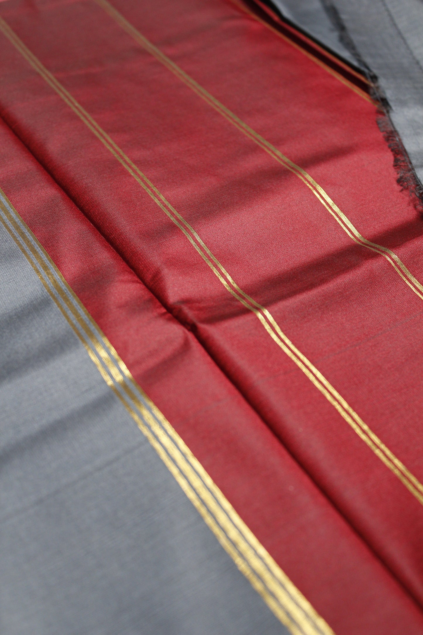 Dark Grey Crepe Silk Saree