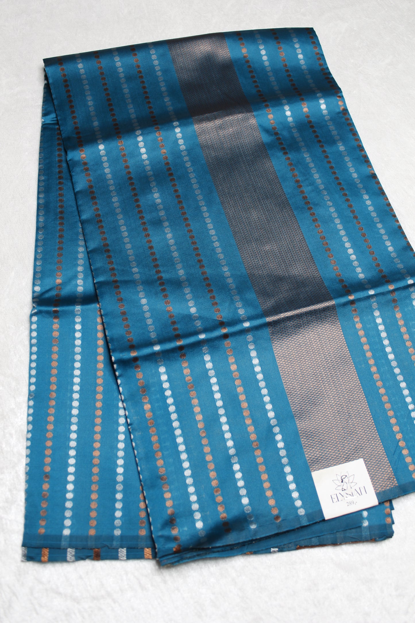 Dotted Stripe Litchi Silk Saree