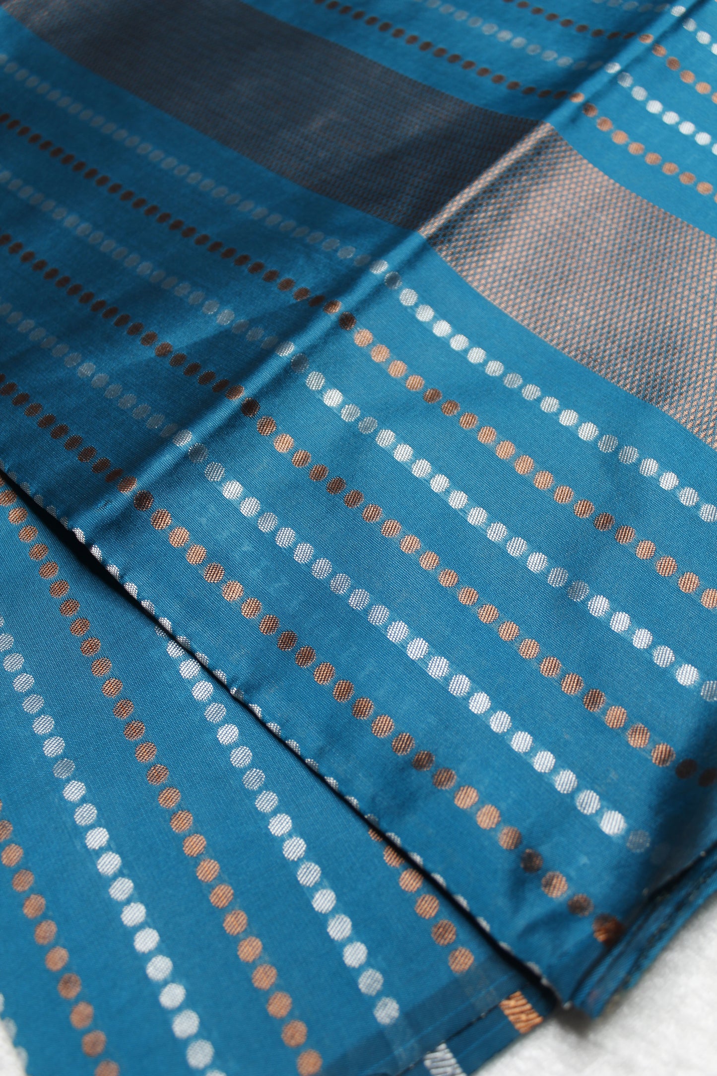 Dotted Stripe Litchi Silk Saree