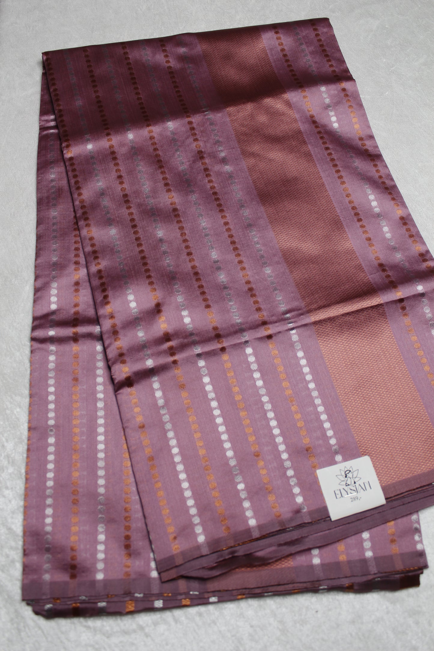 Dotted Stripe Litchi Silk Saree