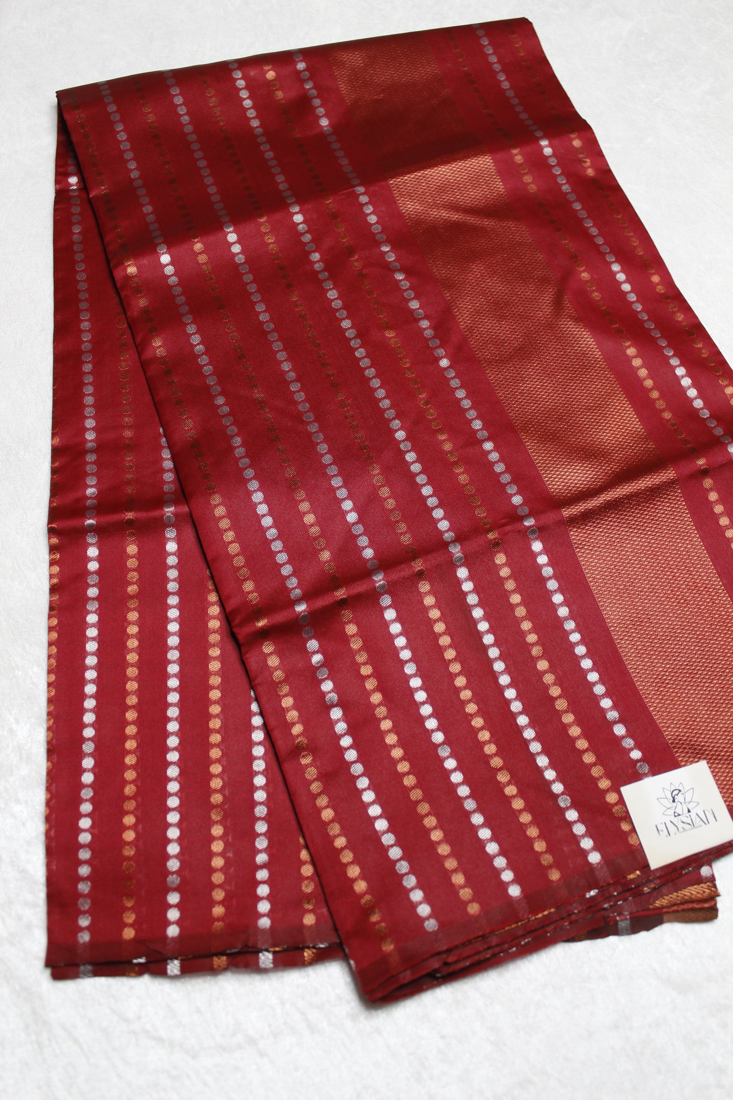 Dotted Stripe Litchi Silk Saree