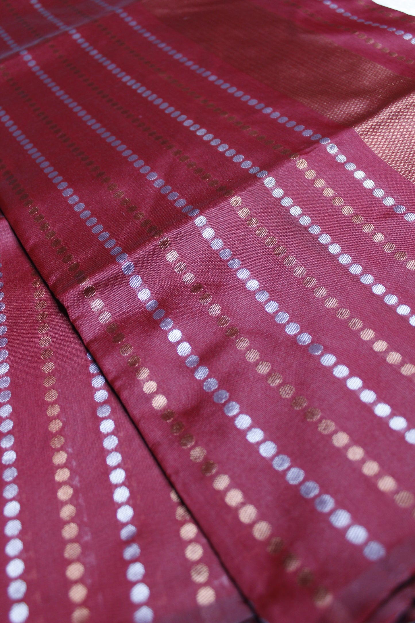 Dotted Stripe Litchi Silk Saree