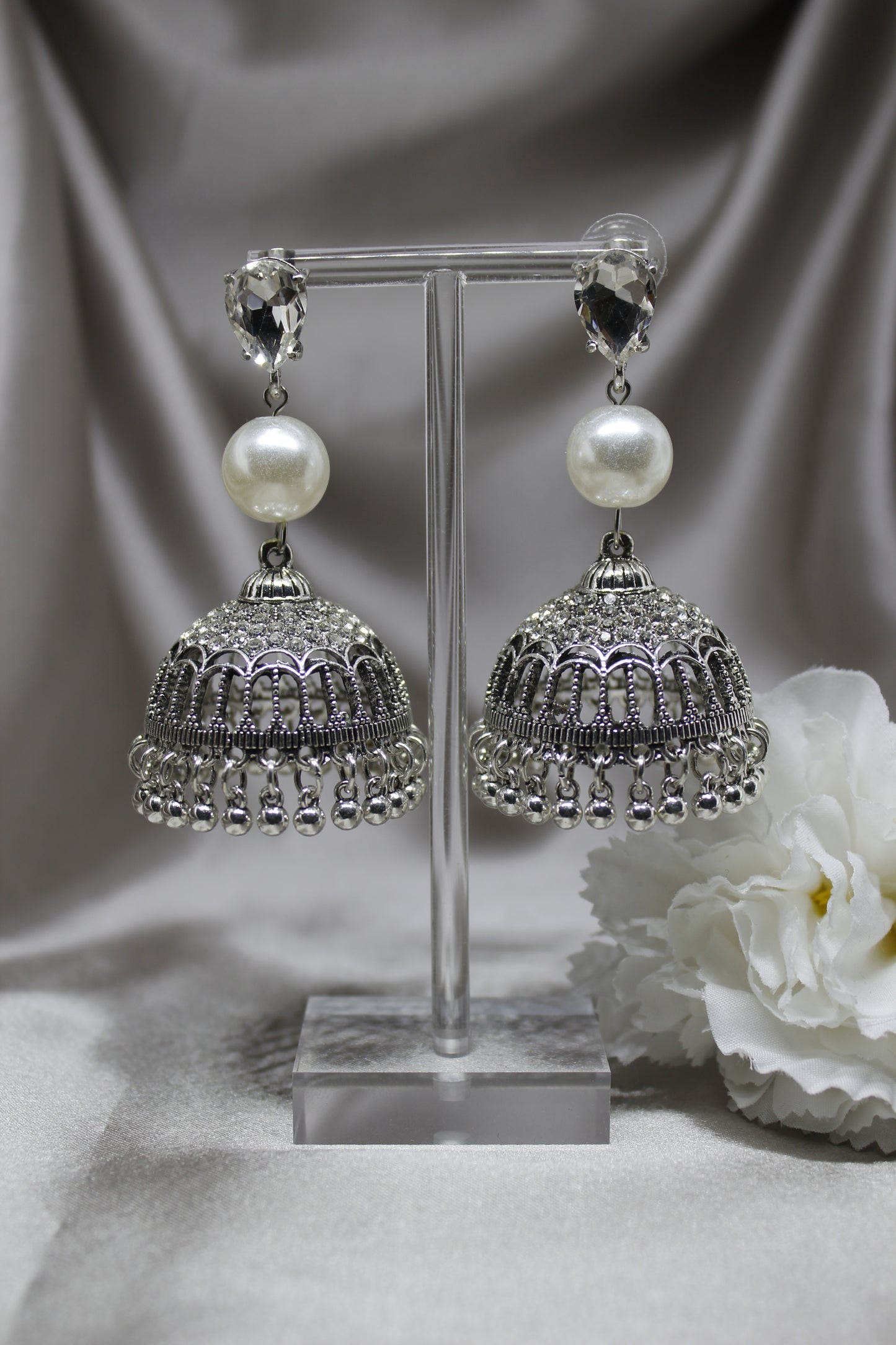 Stoned Pearl Jhumkas
