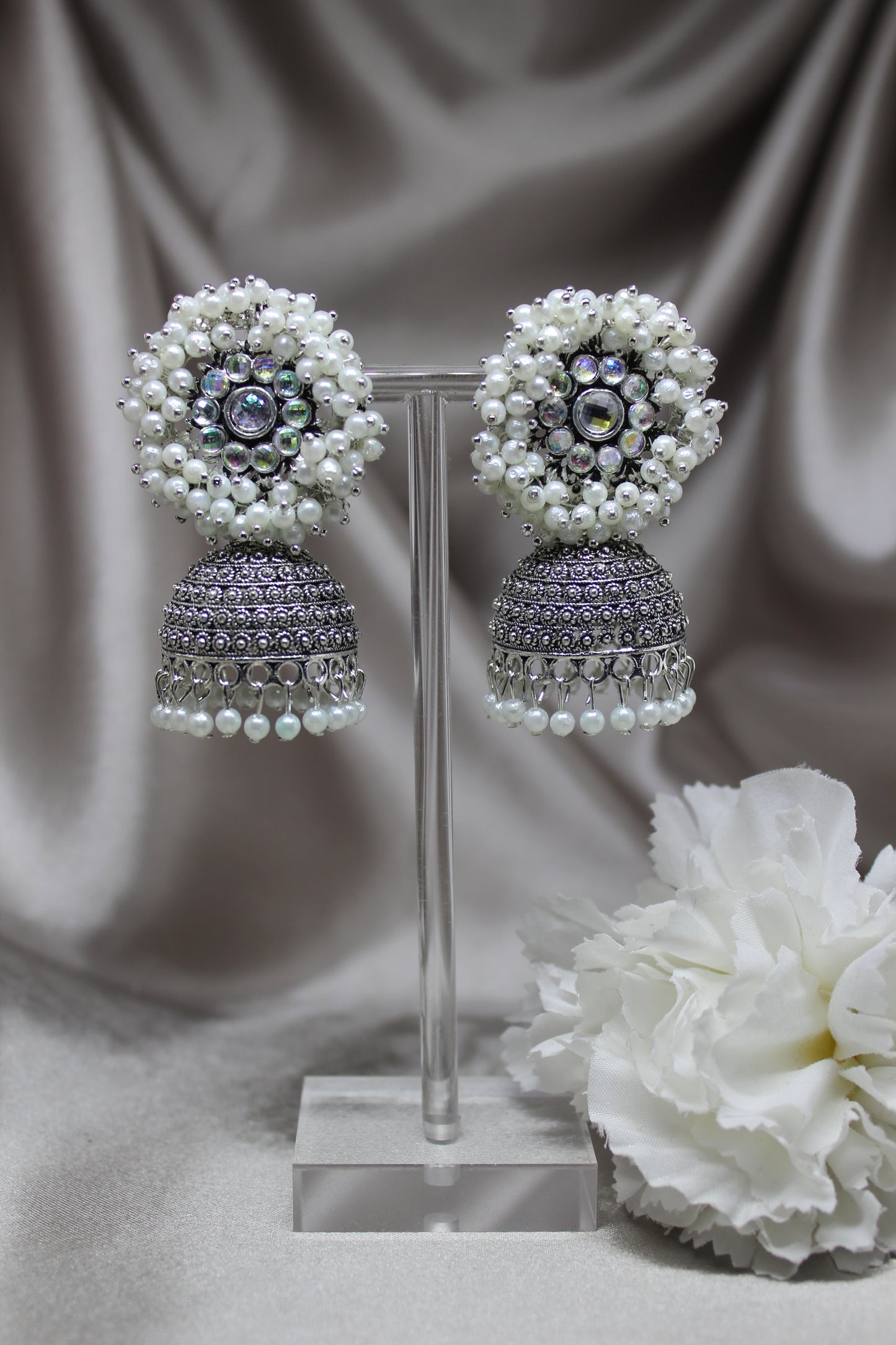 White cluster Jhumkas