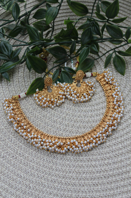 Golden Pearl Necklace set