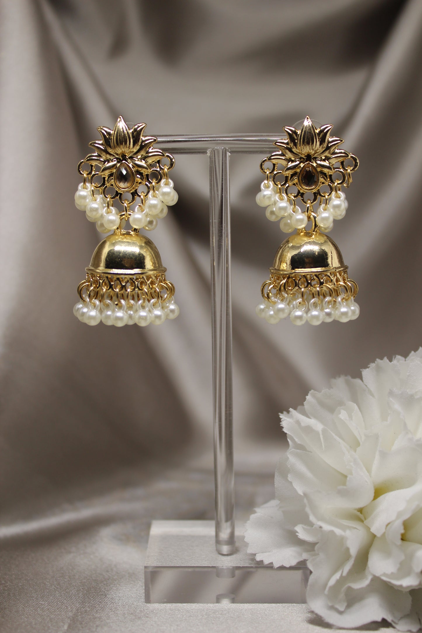 Gold Lotus Jhumkas