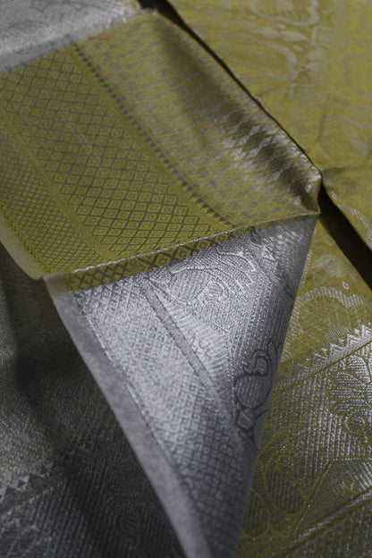 Yellow-Green Cotton Jute saree