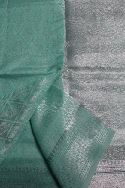 Mint Green Cotton Jute Saree