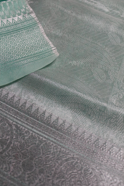 Mint Green Cotton Jute Saree