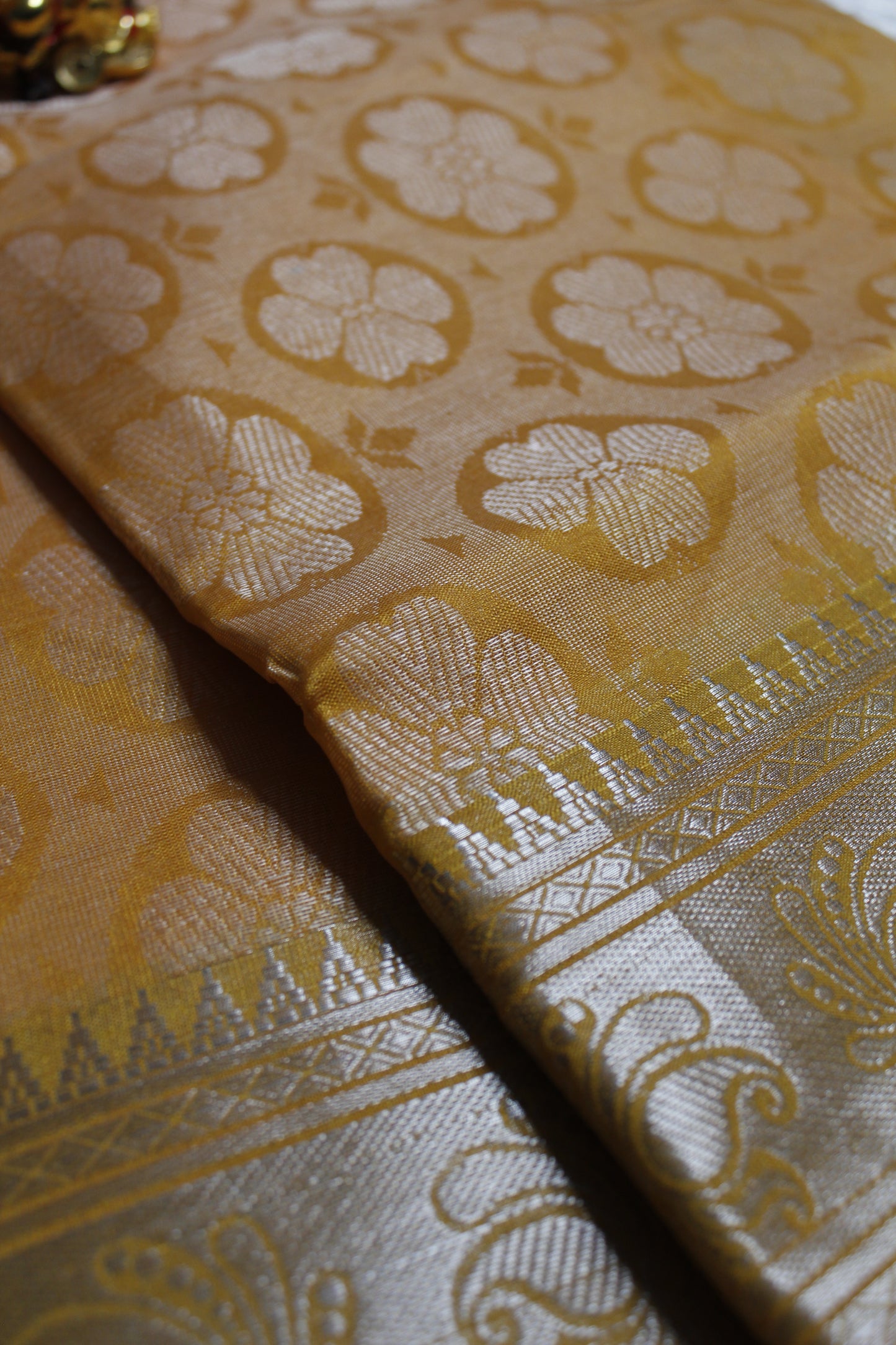 Yellow Cotton Jute Saree