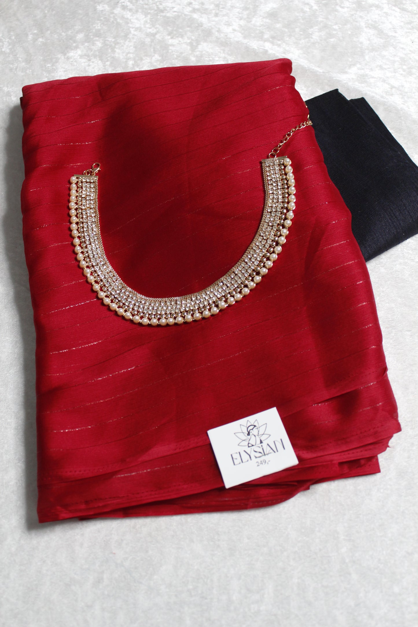 Plain Satin Saree With Contrast Blouse