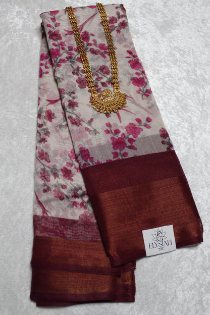 Flower Vine Cotton Saree