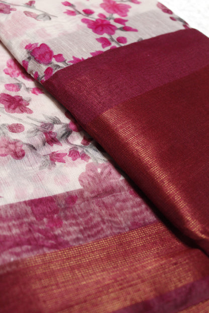 Flower Vine Cotton Saree