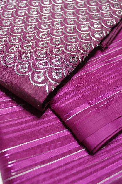 Satin Patta Saree with Sequence Blouse