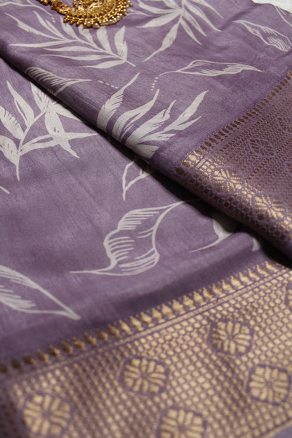 White leaves Mysore Silk Sarees