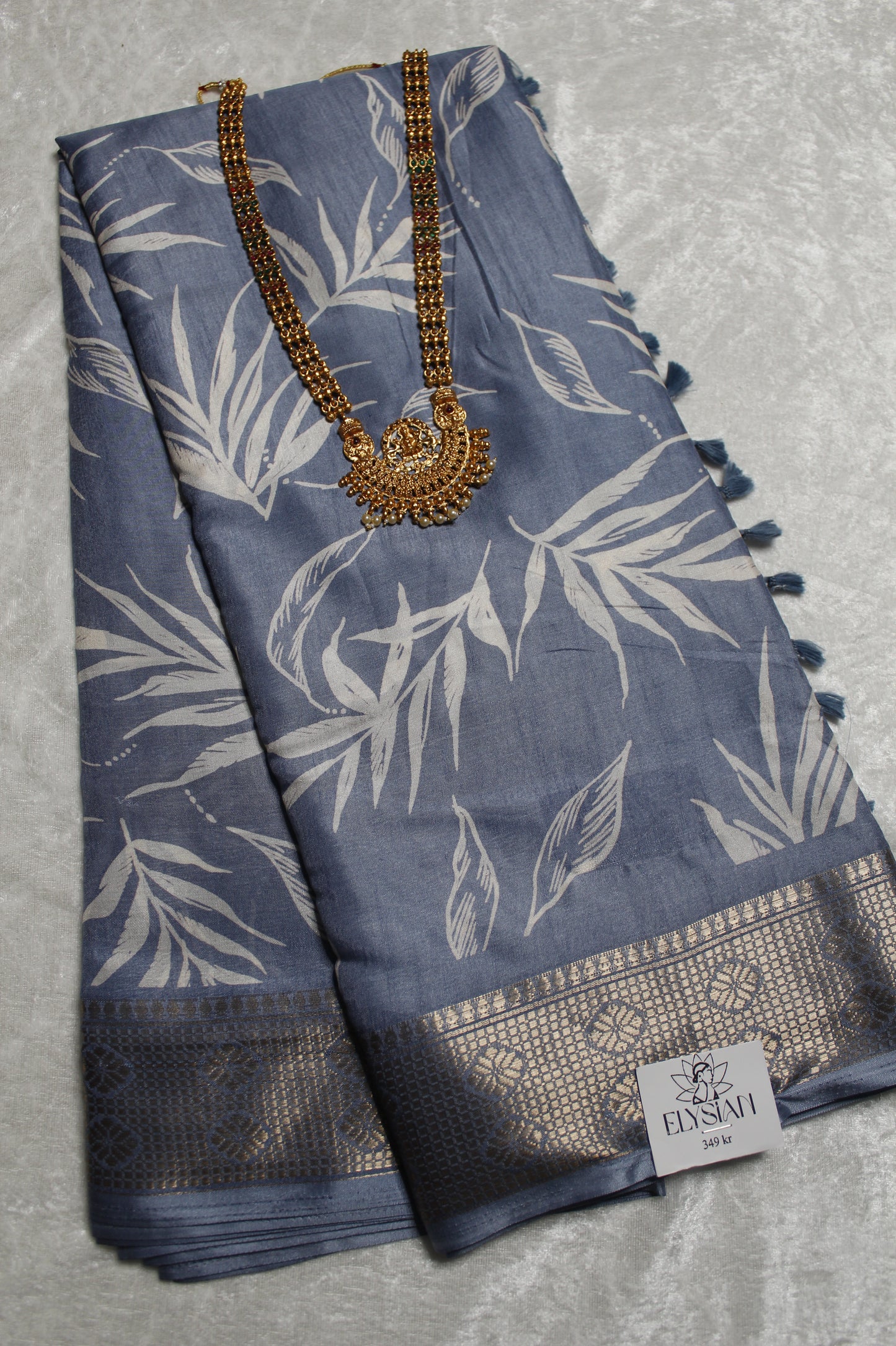 White leaves Mysore Silk Sarees