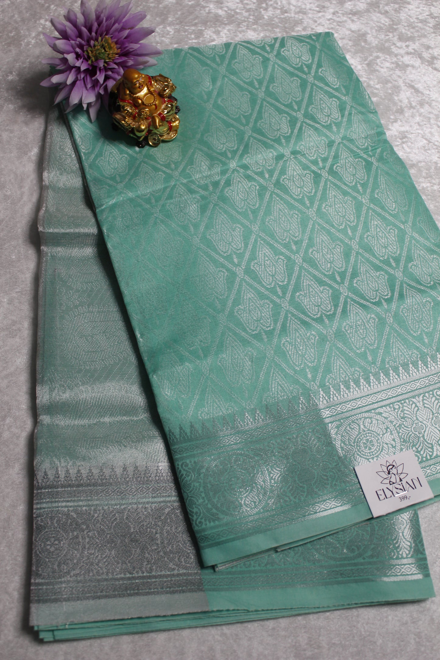 Mint Green Cotton Jute Saree