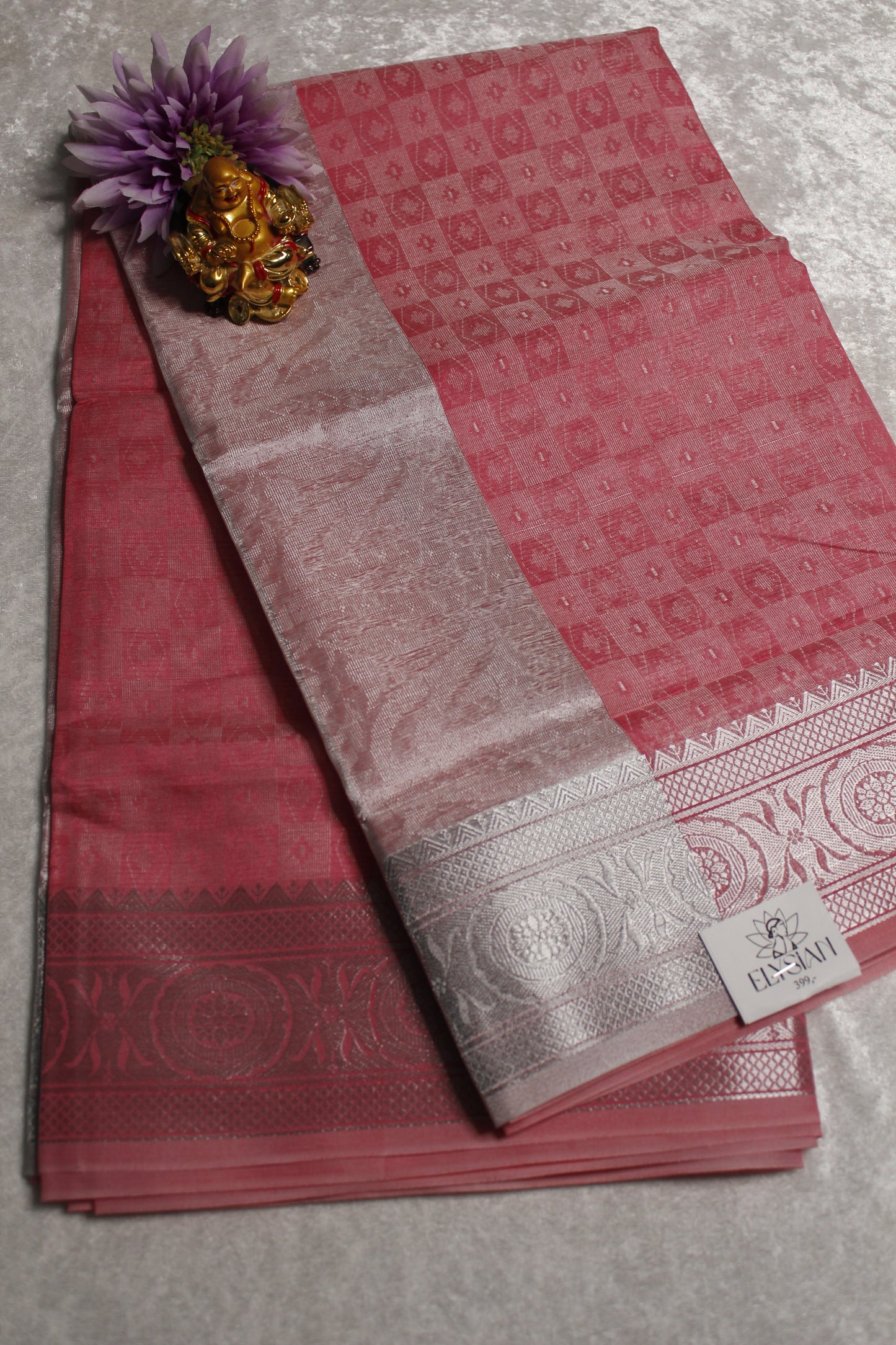 Pink Cotton Jute Saree